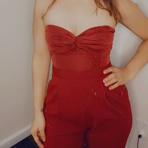 Strapless Red Jumpsuit Used Once